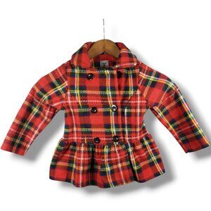 Mack & Co 4T Red Plaid Coat Holiday Dressy Buffalo Check Preppy Vintage Cozy